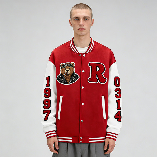 Custom Men's Fashion Jacket|Streetwear Varsity Jacket with Towel Embroidery| Custom Streetwear Manufacturer