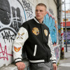 Lion Embroidery Varsity Bomber Jacket | RT Shield Logo | Rainbow Sleeves Design | Custom Streetwear Manufacturer