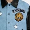 Men's embroidered varsity jacket | Wool blend with leather sleeves | Stars & lion patch design | Custom Streetwear Manufacturer