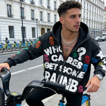 Custom Graffiti Zip-Up Hoodie | Puff Print Hoodie | Street Style | Custom Streetwear Manufacturer