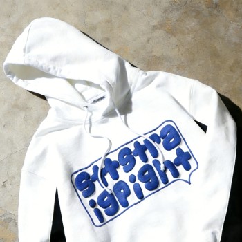 Black-White Contrast Puff Print Hoodie | Urban Fashion | Custom Streetwear Manufacturer