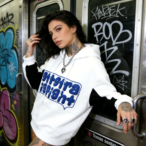 Black-White Contrast Puff Print Hoodie | Urban Fashion | Custom Streetwear Manufacturer