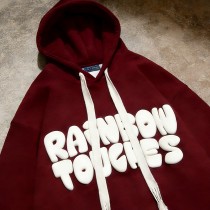 Rainbow Touches Puff Print Hoodie | Oversized Streetwear Sweatshirt | Custom Streetwear Manufacturer