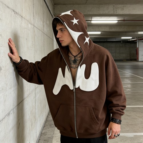 Zip-Up Puff Print Hoodie | Urban Streetwear Jacket | Custom Streetwear Manufacturer