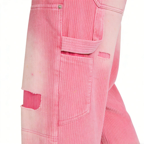 Oversized Ripped Pants with Patchwork | Spray Paint & Rhinestone | Custom Streetwear Manufacturer