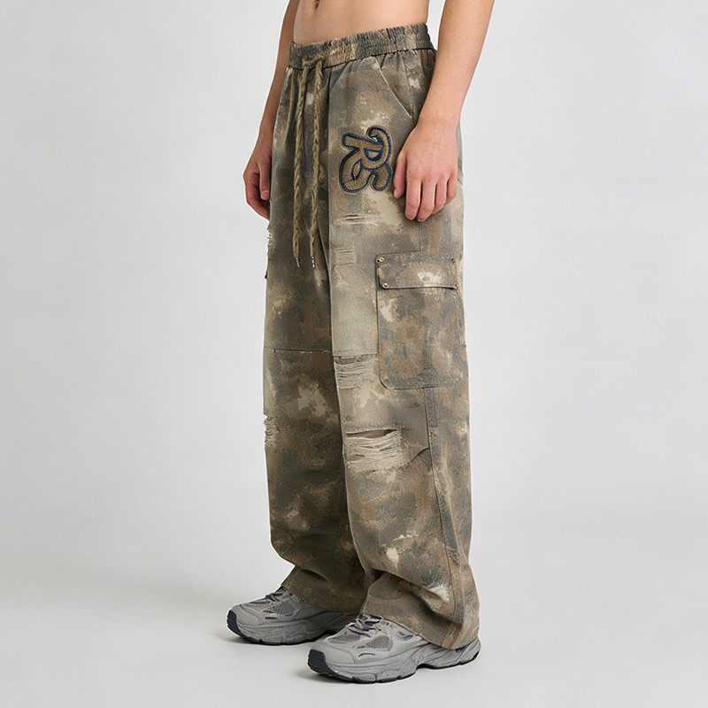 Wholesales Ripped Camo Pants