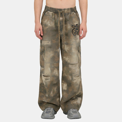 Wholesales Ripped Camo Pants | Spray Paint | Washed | Patchwork Embroidery | OEM Streetwear