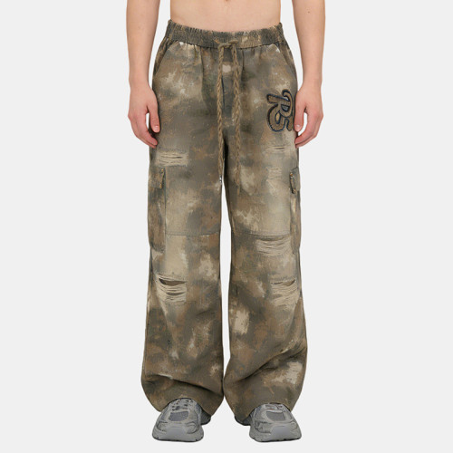 Wholesales Ripped Camo Pants | Spray Paint | Washed | Patchwork Embroidery | OEM Streetwear
