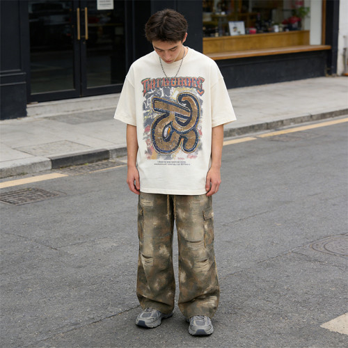 Wholesales Ripped Camo Pants | Spray Paint | Washed | Patchwork Embroidery | OEM Streetwear