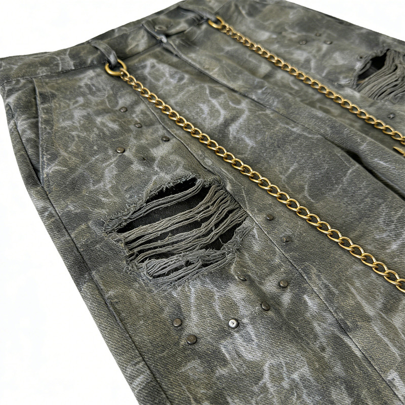 Distressed Camouflage Pants