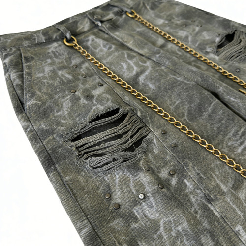 Custom Men's Distressed Camouflage Pants | Washed | Studs | Custom Streetwear Manufacturer