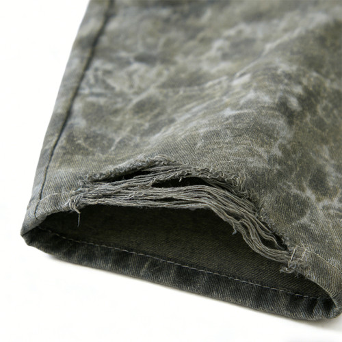 Custom Men's Distressed Camouflage Pants | Washed | Studs | Custom Streetwear Manufacturer