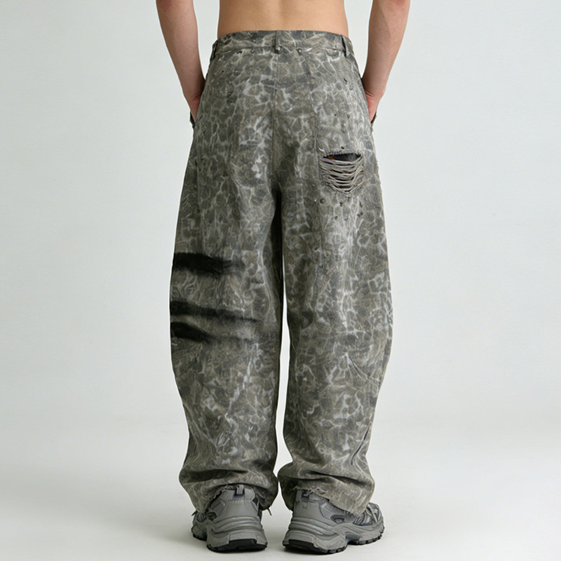 Distressed Camouflage Pants