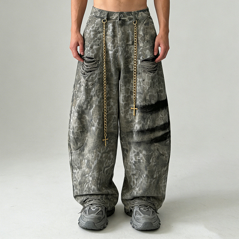Distressed Camouflage Pants