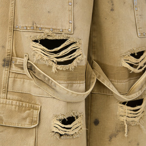 Distressed Cargo Pants | Splatter Dye & Ripped Design | Custom Streetwear Manufacturer