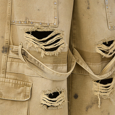 Distressed Cargo Pants | Splatter Dye & Ripped Design | Custom Streetwear Manufacturer