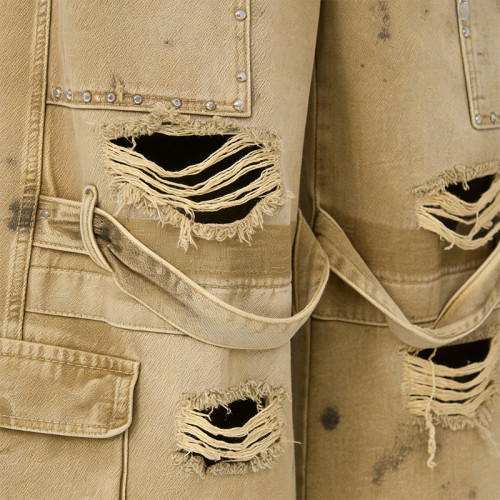 Distressed Cargo Pants | Splatter Dye & Ripped Design | Custom Streetwear Manufacturer