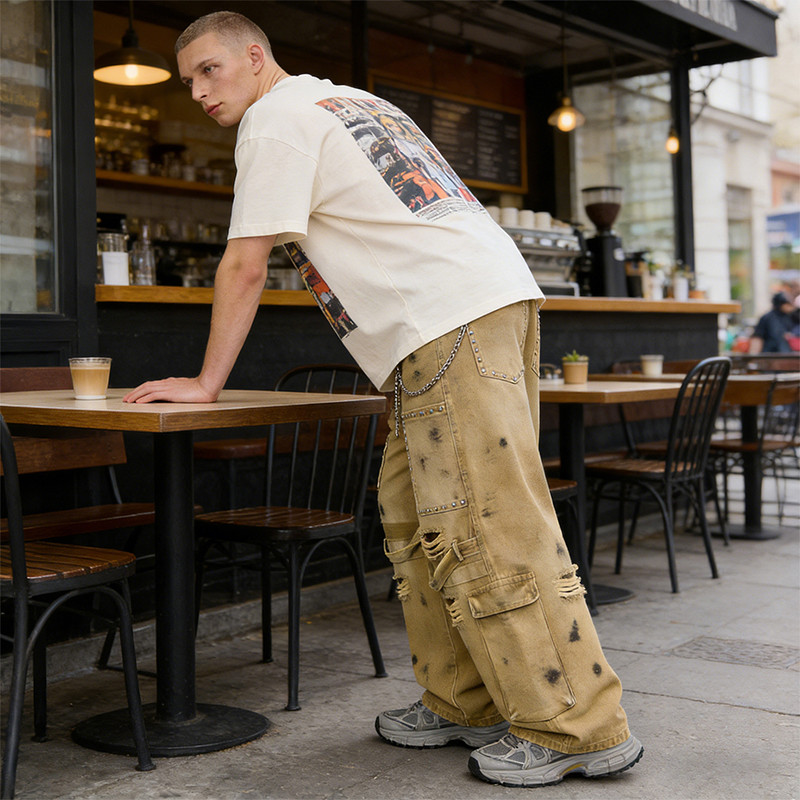 Distressed Cargo Pants