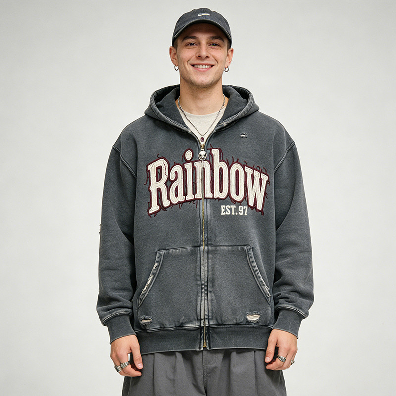 Rainbow Hooded Zip-Up Hoodies