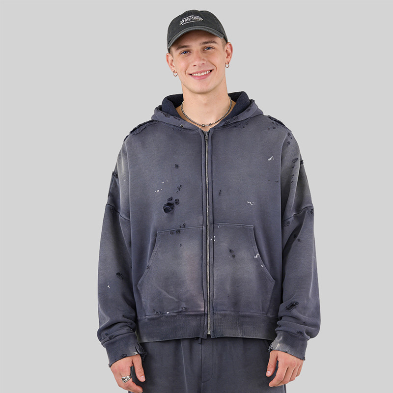 Washed Distressed Hoodie