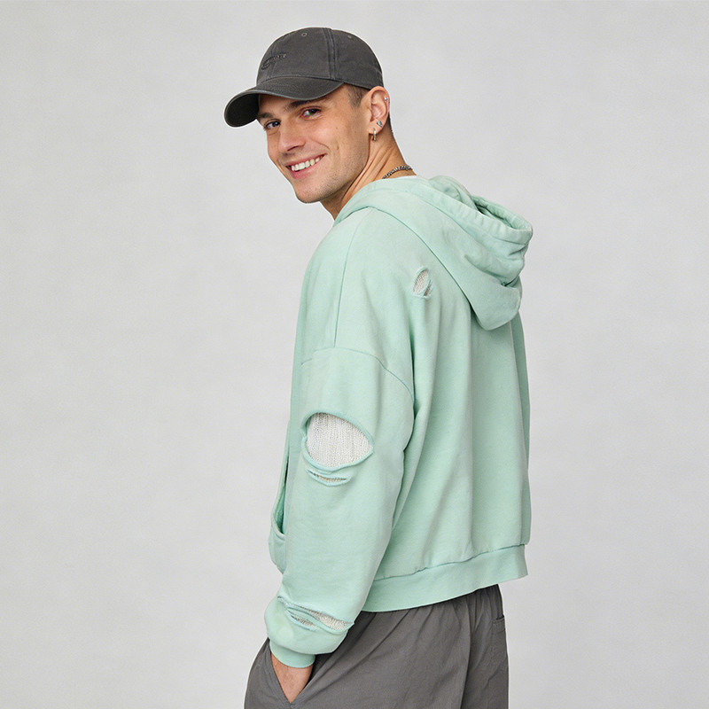 Green Distressed Hoodie