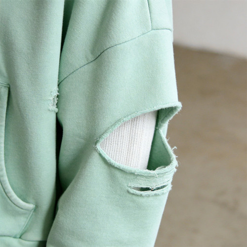 Green Distressed Hoodie | Ripped & Frayed Design | Oversized Streetwear | Streetwear Manufacturer