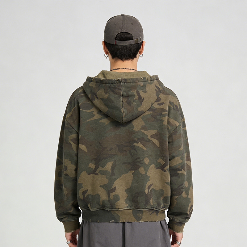 Distressed Camouflage Hoodie
