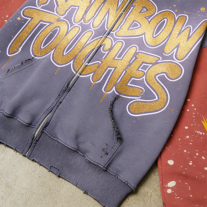 Rainbow Touches Distressed Hoodie