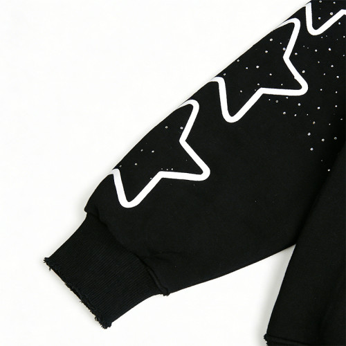 Vintage Bold Text Hoodie | Screen Printing & Rhinestone Design| Custom Streetwear Manufacturer