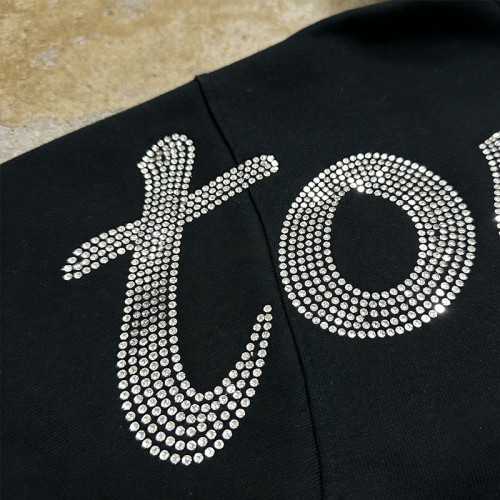 "touches" Rhinestone Hoodie | Zip-Up Bling Wear | Custom Streetwear Manufacturer
