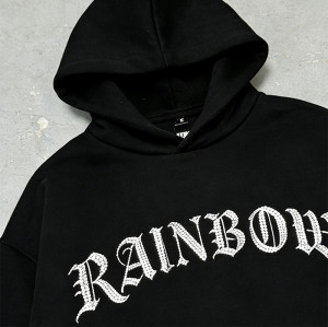 Gothic Text Rhinestone Print Hoodie | Classic Black | Custom Streetwear Manufacturer