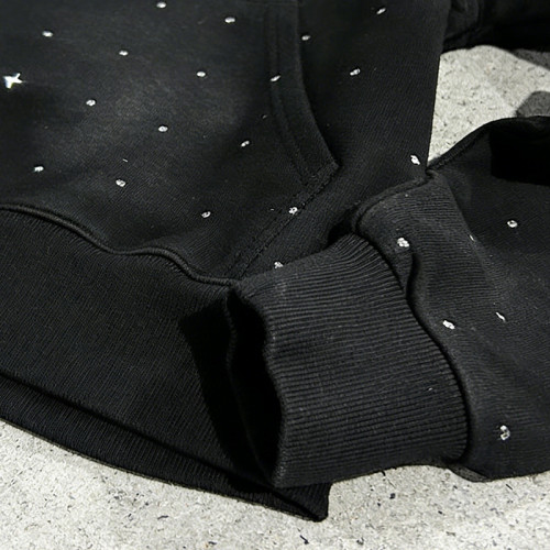 Rainbow Studded Hoodie | Rhinestone & Screen Print | Washed Color | Streetwear Style | OEM Streetwear