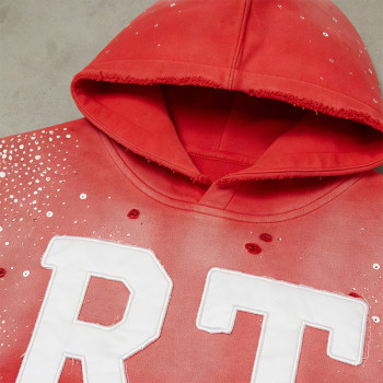 RT Gradient Hoodie | Rhinestone & Applique | Ripped & Washed | Streetwear Clothing Manufacturer
