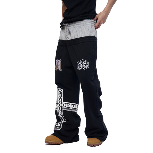 Custom Men's Embroidered Logo Street Pants |  100% Heavy Cotton | Printed Cross Design| Clothing Manufacturer