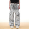 Vintage Double Waist Cargo Jeans | Distressed Wash | Wide-Leg Design | OEM Streetwear