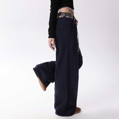 Vintage Double Waistband Wide Leg Pants | Cotton Blend | Street Fashion | OEM Streetwear