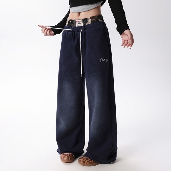 Vintage Double Waistband Wide Leg Pants | Cotton Blend | Street Fashion | OEM Streetwear