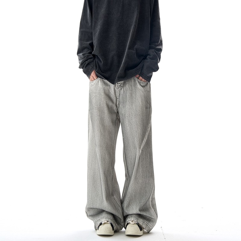 American Double-Waist Straight-Cut Jeans