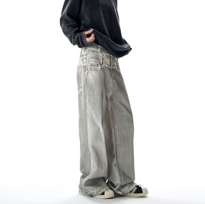 American Double-Waist Straight-Cut Jeans | Dirty Fit Washed | Cotton Denim | Custom Clothing Manufacturer