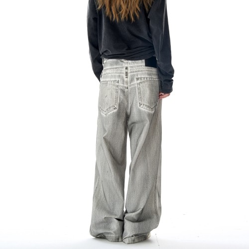 American Double-Waist Straight-Cut Jeans | Dirty Fit Washed | Cotton Denim | Custom Clothing Manufacturer