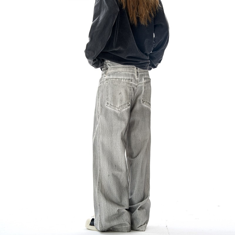 American Double-Waist Straight-Cut Jeans