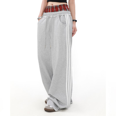 Vintage Dual-Waist Striped Sweatpants | Loose Fit |Street & Sport Style | OEM Streetwear