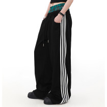 Vintage Dual-Waist Striped Sweatpants | Loose Fit |Street & Sport Style | OEM Streetwear