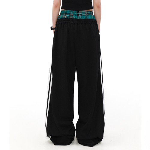 Vintage Dual-Waist Striped Sweatpants | Loose Fit |Street & Sport Style | OEM Streetwear