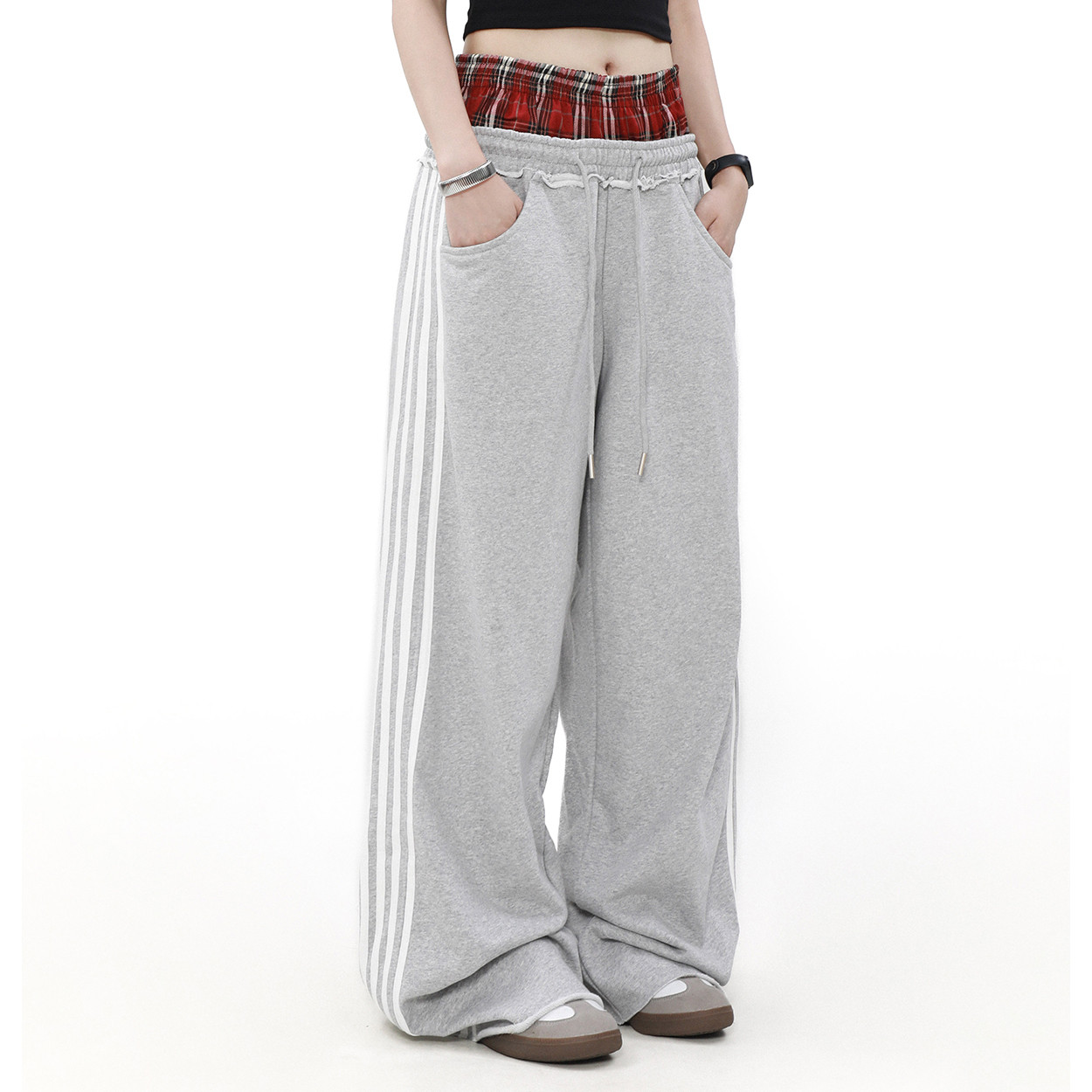 Dual-Waist Striped Sweatpants