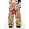 Camouflage Frayed Patchwork Wide-Leg Pants | Vintage Wash | Custom Streetwear Manufacturer