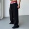 Men's Black Wide-Leg Sweatpants | Double-Waist and Fray-Detail | Urban Streetwear | OEM Streetwear