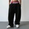 Men's Black Wide-Leg Sweatpants | Double-Waist and Fray-Detail | Urban Streetwear | OEM Streetwear