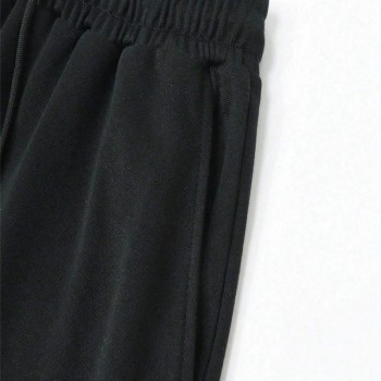 Men's Black Wide-Leg Sweatpants | Double-Waist and Fray-Detail | Urban Streetwear | OEM Streetwear