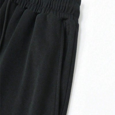 Men's Black Wide-Leg Sweatpants | Double-Waist and Fray-Detail | Urban Streetwear | OEM Streetwear